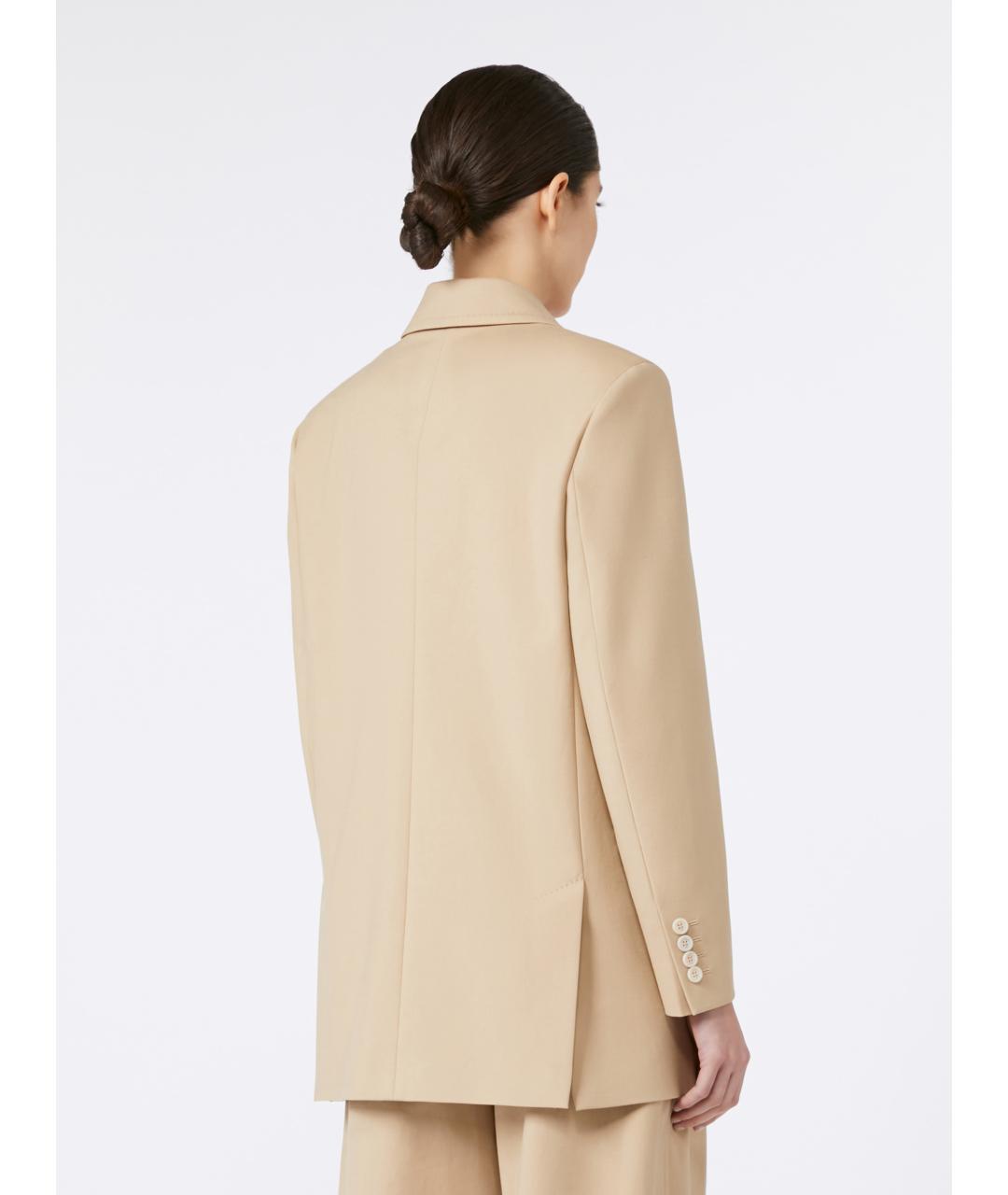 MAX MARA Бежевый хлопковый жакет/пиджак, фото 4
