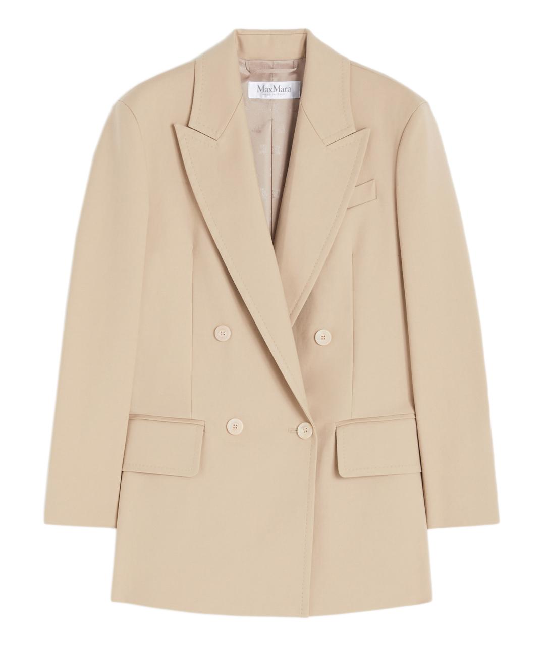 MAX MARA Бежевый хлопковый жакет/пиджак, фото 1