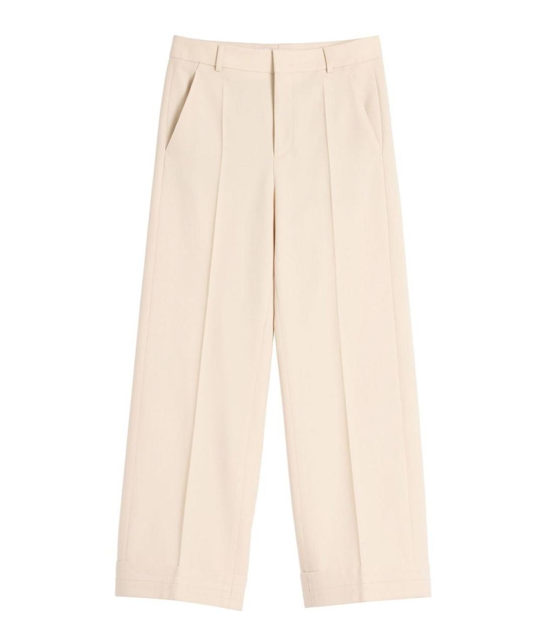 VALENTINO Бежевые шерстяные повседневные брюки, фото 1