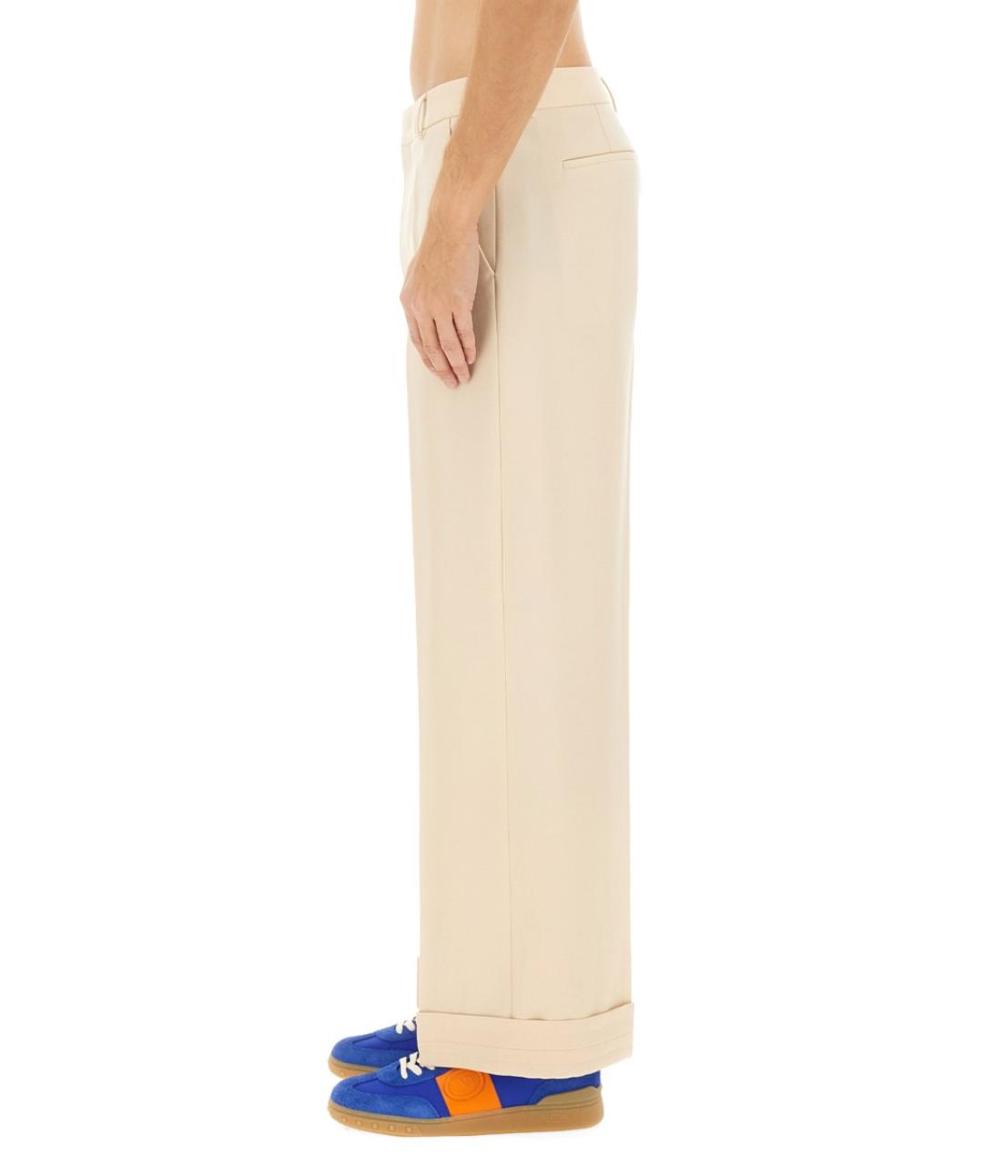 VALENTINO Бежевые шерстяные повседневные брюки, фото 5