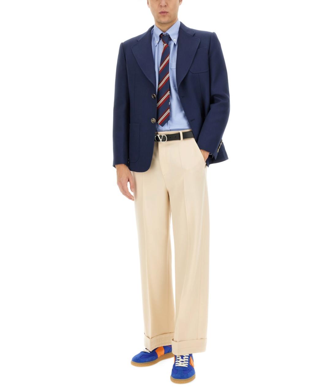 VALENTINO Бежевые шерстяные повседневные брюки, фото 3