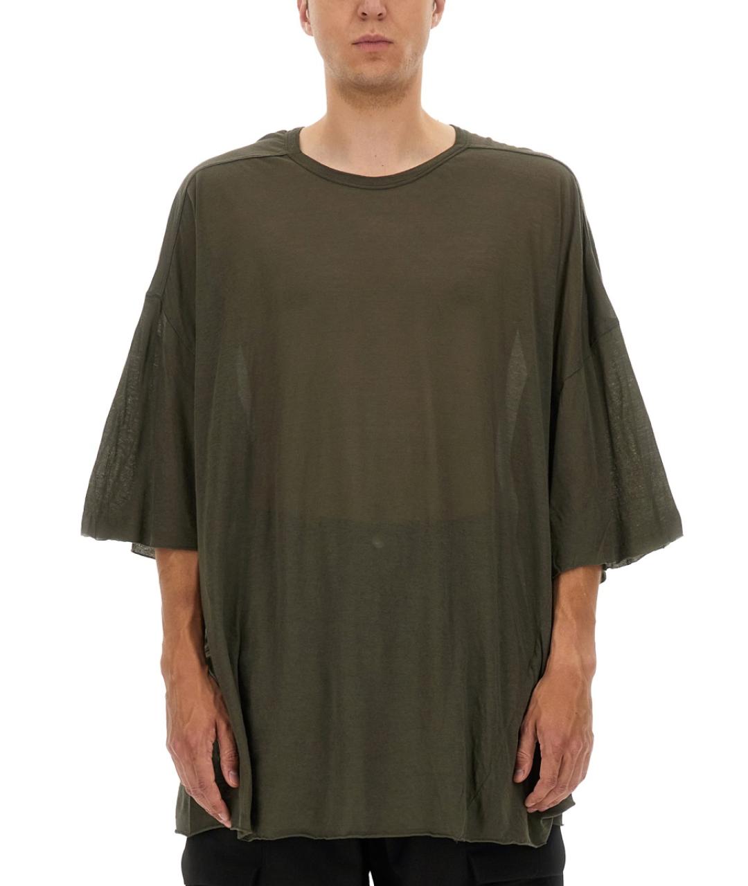 RICK OWENS Хаки хлопковая футболка, фото 5