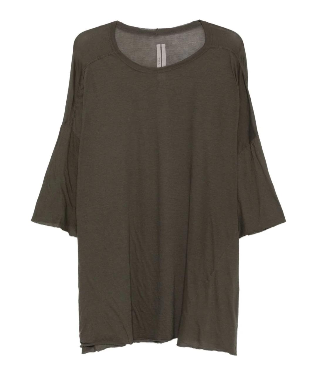 RICK OWENS Хаки хлопковая футболка, фото 1