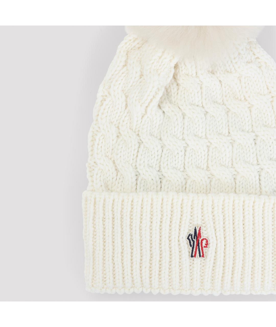 MONCLER Белая шерстяная шапка, фото 3