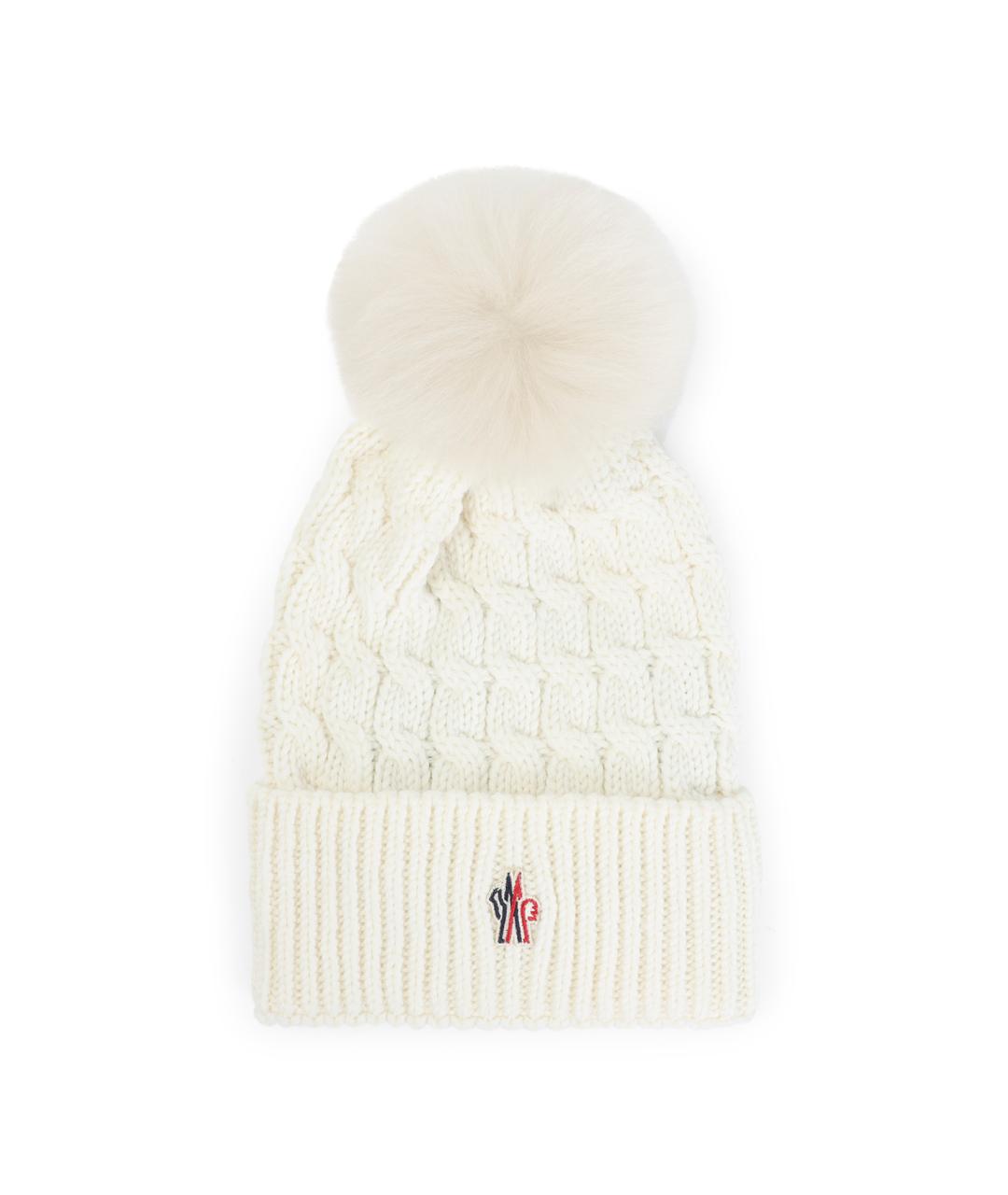 MONCLER Белая шерстяная шапка, фото 1