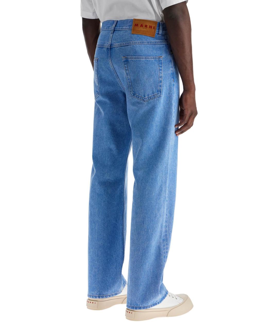 MARNI Синие хлопковые прямые джинсы, фото 3