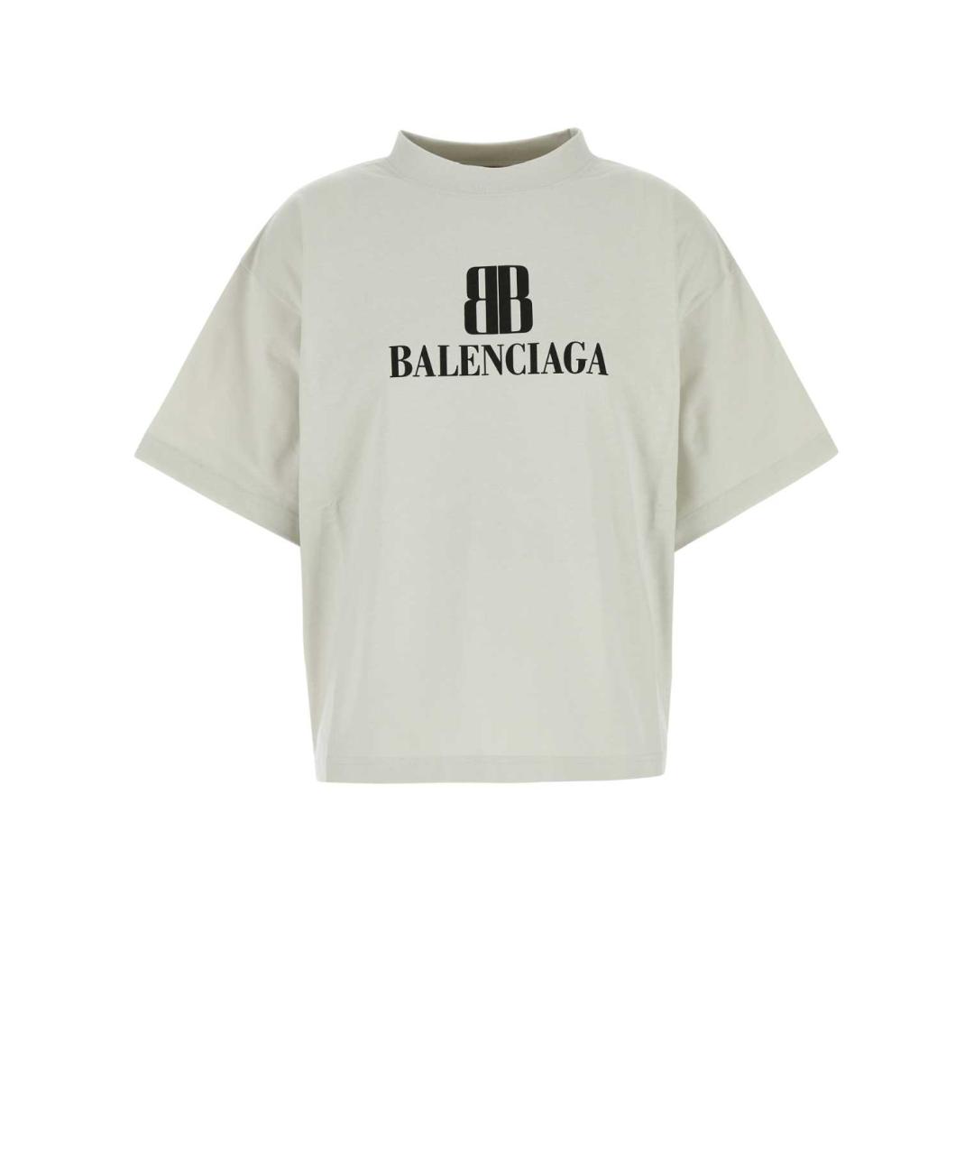 BALENCIAGA Белая хлопко-эластановая футболка, фото 1