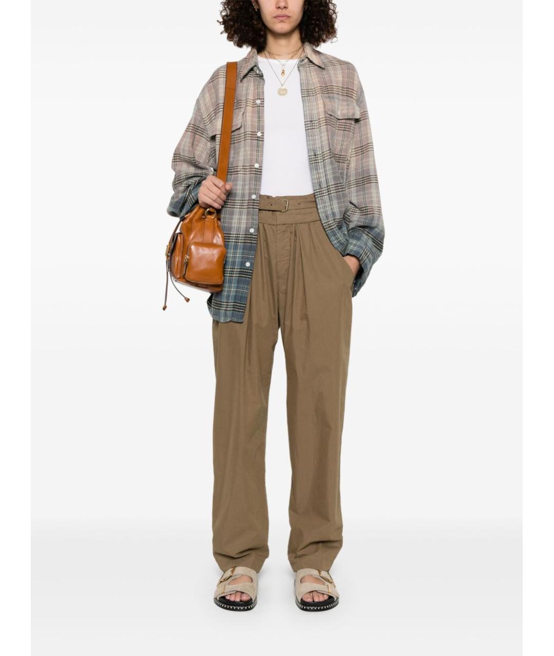 ISABEL MARANT Бежевые хлопковые прямые брюки, фото 4