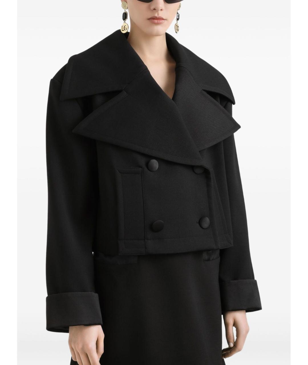 DOLCE&GABBANA Черное шерстяное пальто, фото 2