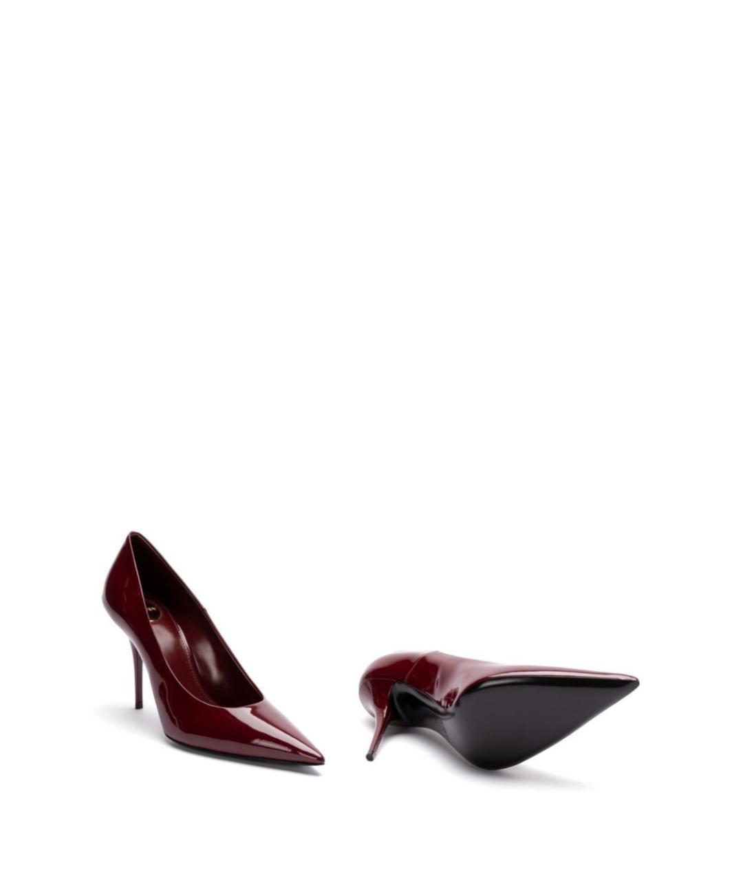 SAINT LAURENT Бордовые туфли из лакированной кожи, фото 4