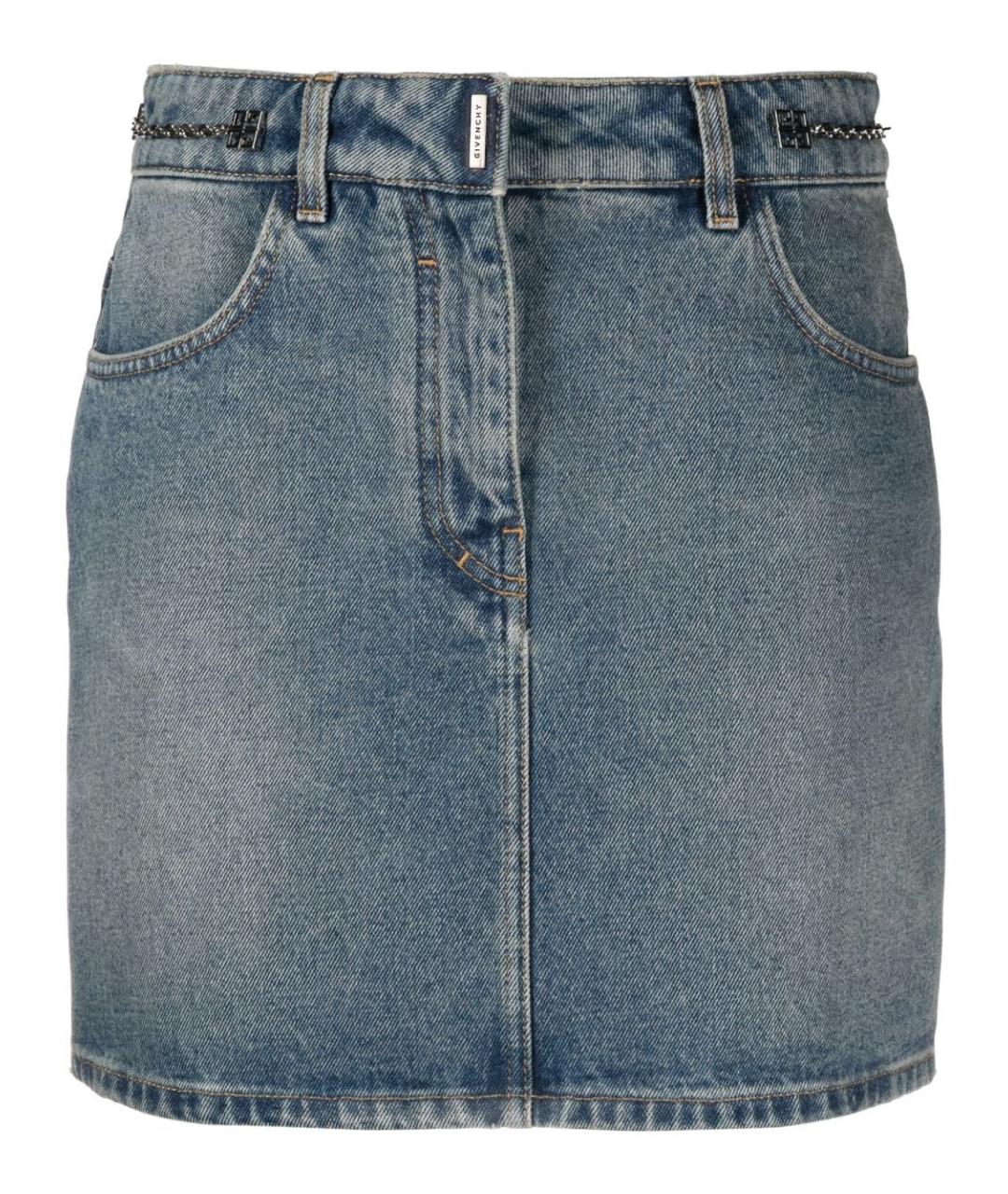GIVENCHY Синяя хлопковая юбка мини, фото 1