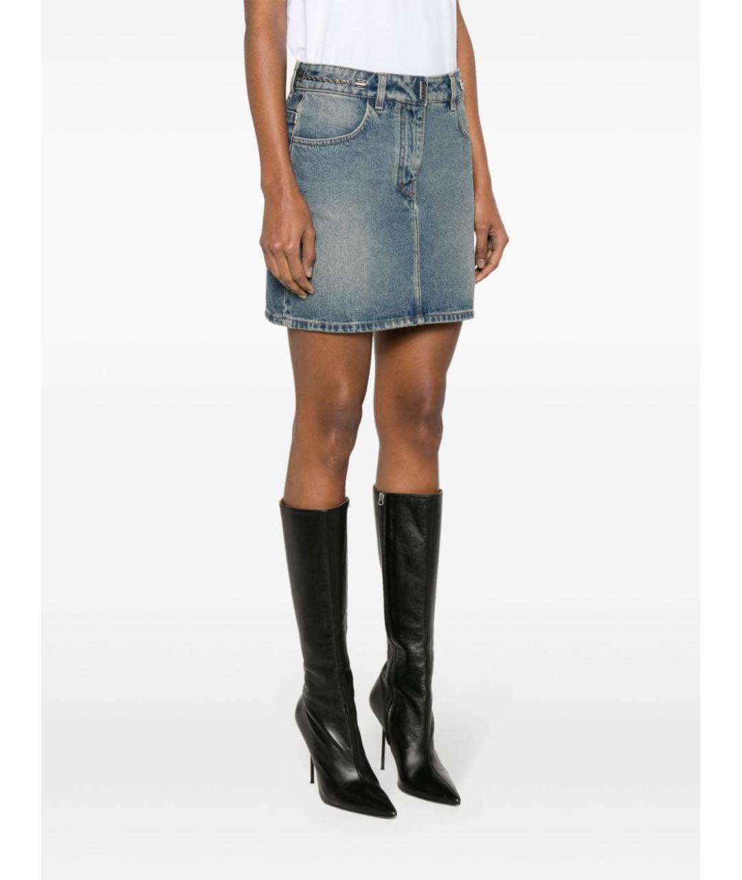 GIVENCHY Синяя хлопковая юбка мини, фото 3