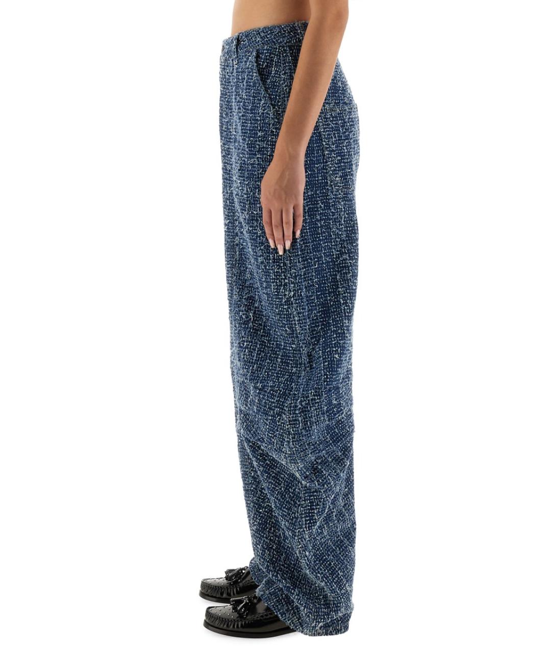 ROTATE Синие хлопковые прямые брюки, фото 5