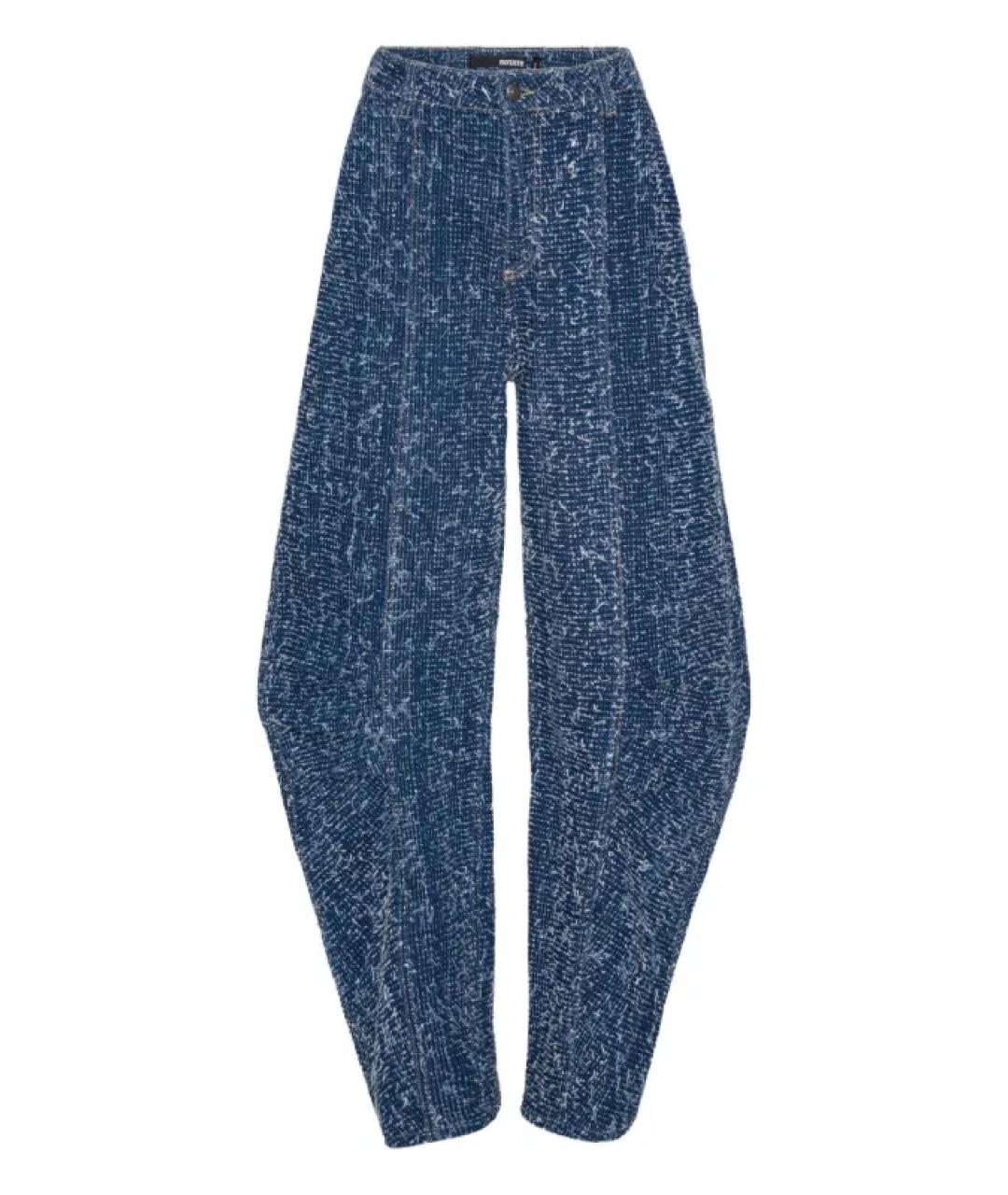 ROTATE Синие хлопковые прямые брюки, фото 1