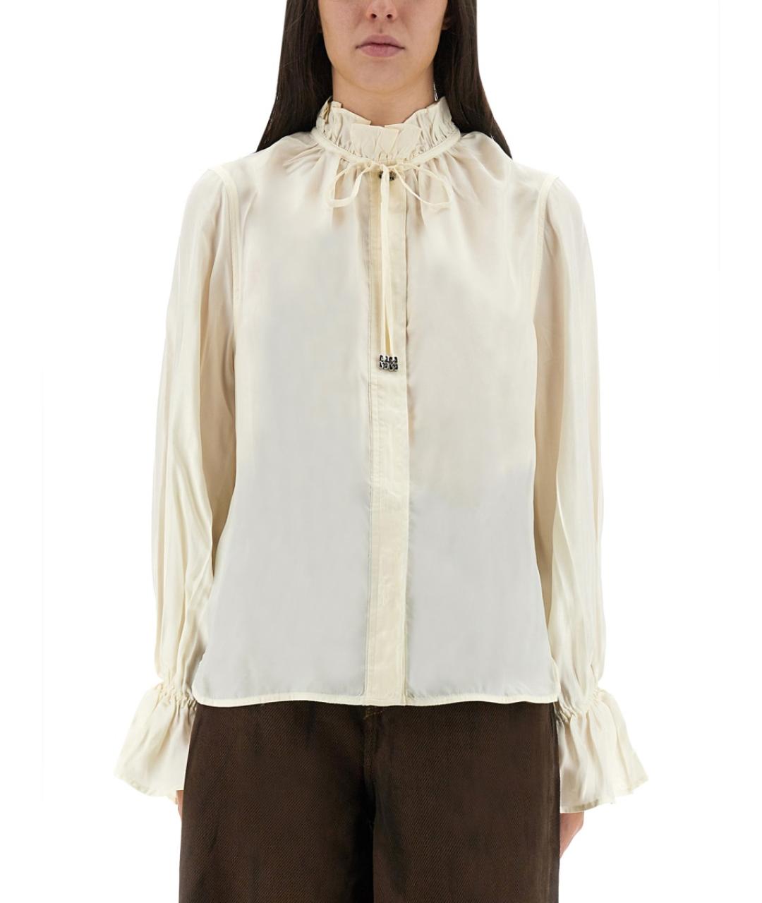 GANNI Белая вискозная рубашка, фото 2