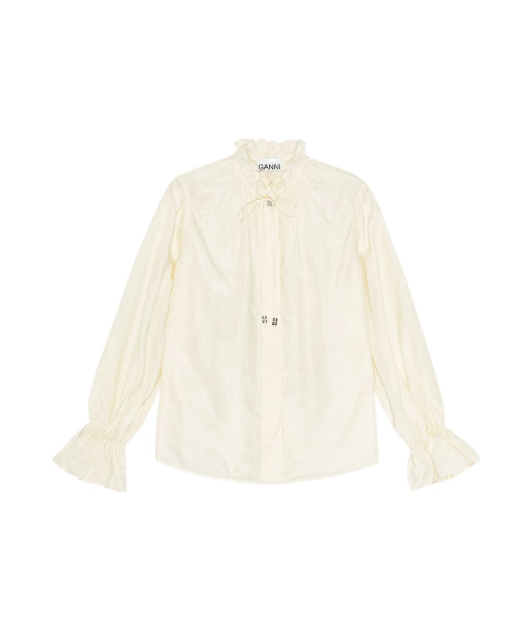 GANNI Белая вискозная рубашка, фото 1
