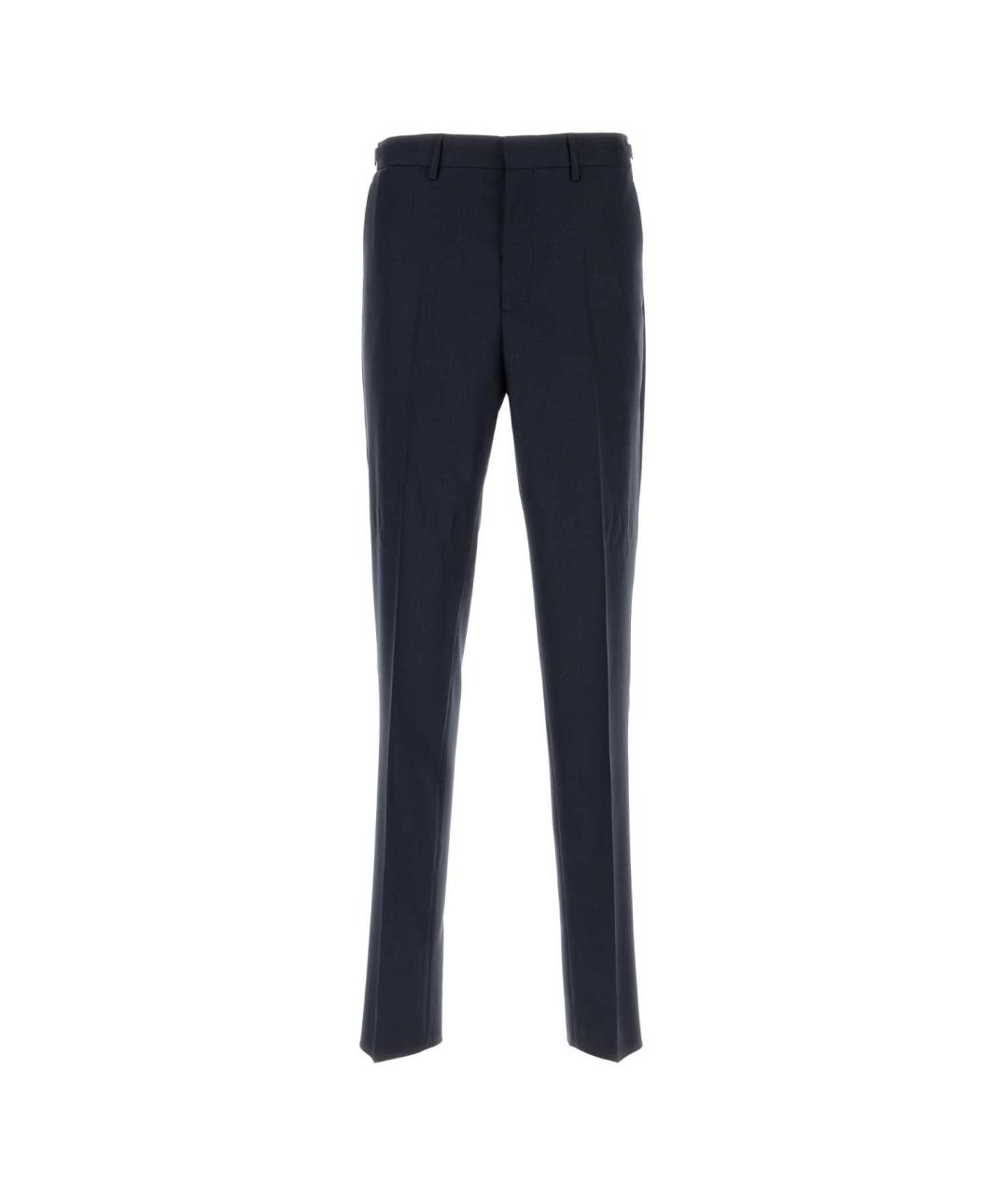 VERSACE Синие шерстяные повседневные брюки, фото 1