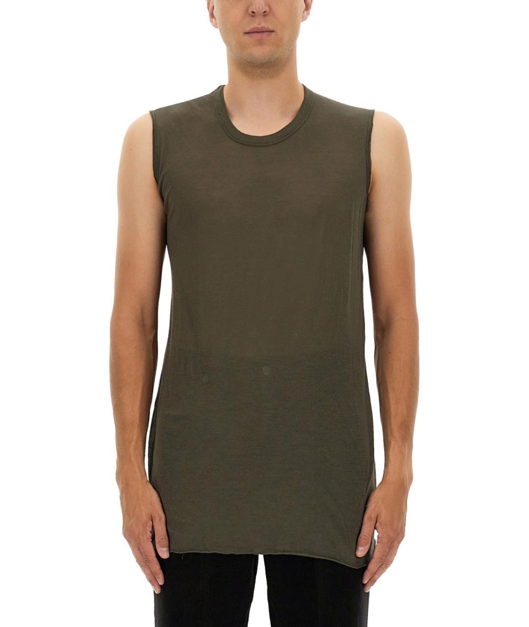 RICK OWENS Зеленая хлопковая майка, фото 5