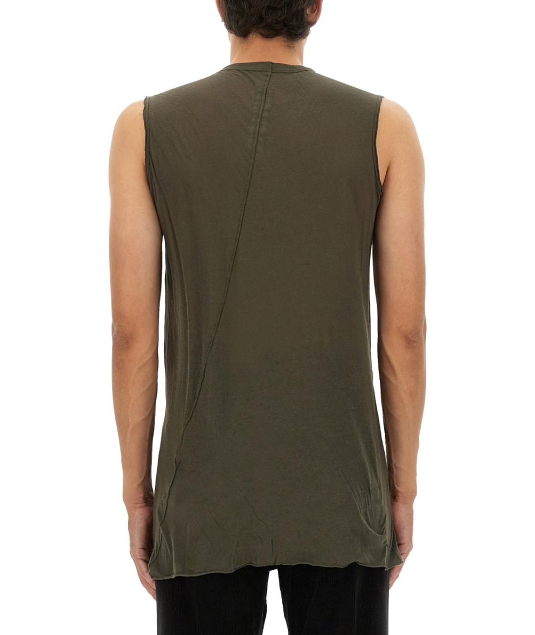RICK OWENS Зеленая хлопковая майка, фото 3