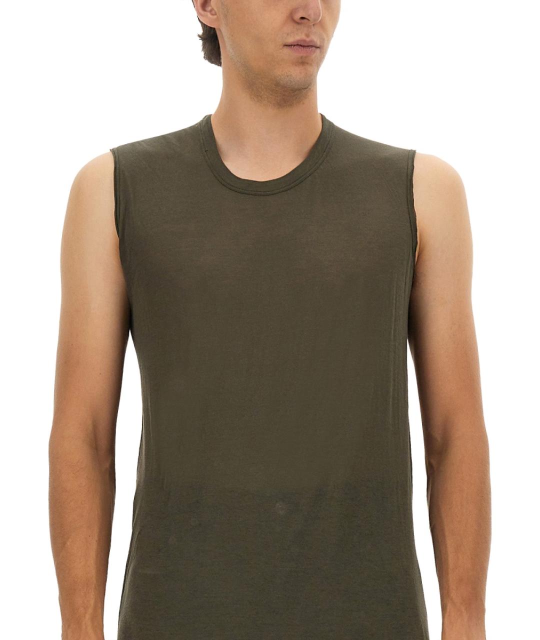 RICK OWENS Зеленая хлопковая майка, фото 4