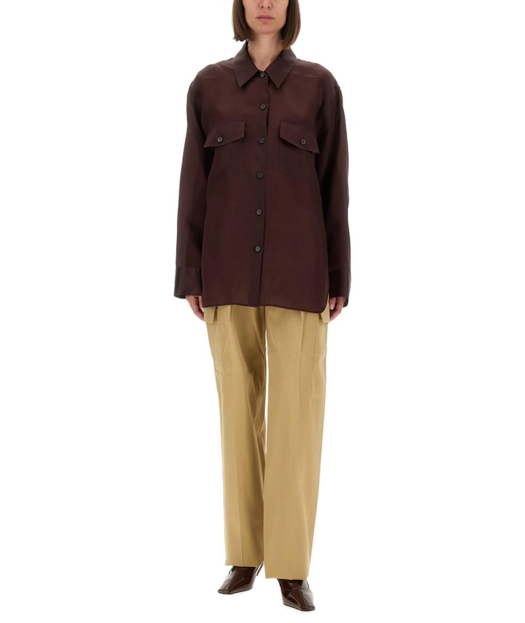 KHAITE Бордовая шелковая рубашка, фото 3