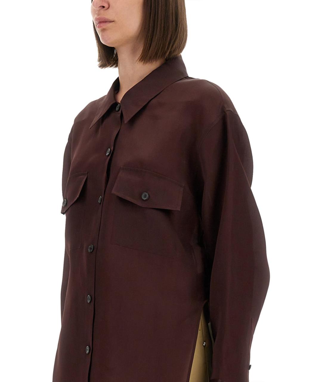 KHAITE Бордовая шелковая рубашка, фото 5