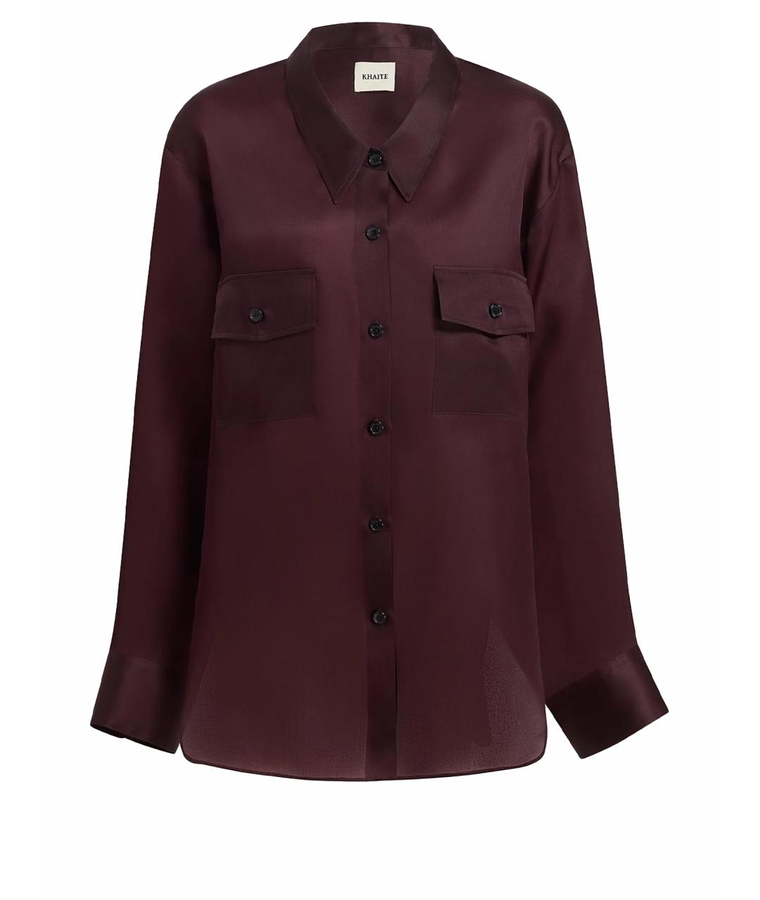 KHAITE Бордовая шелковая рубашка, фото 1