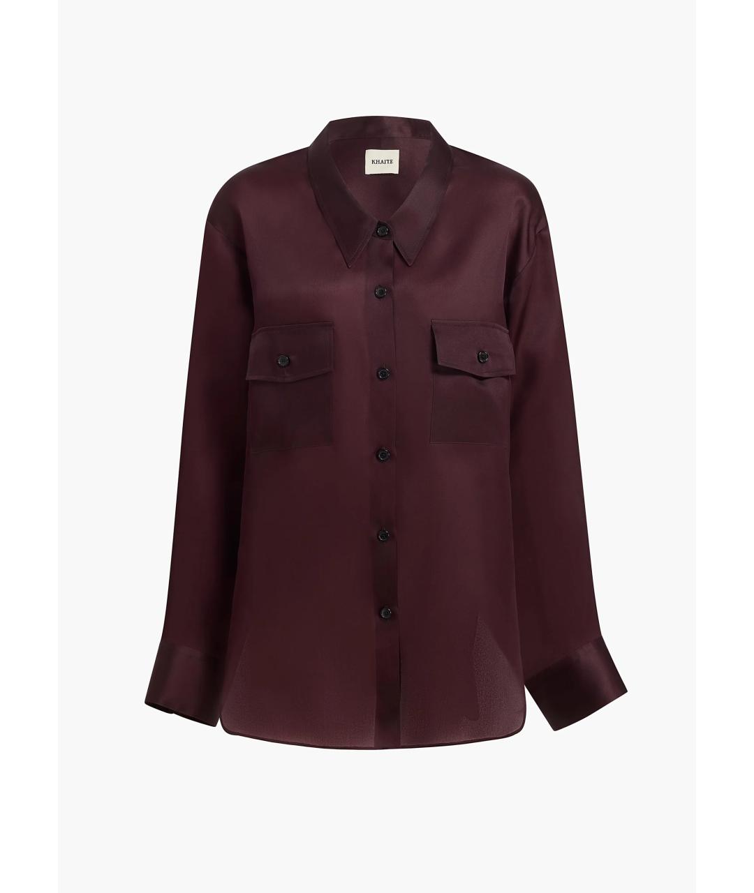 KHAITE Бордовая шелковая рубашка, фото 6