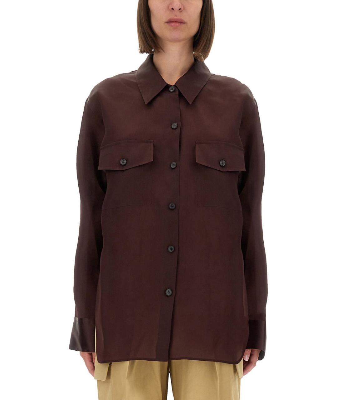 KHAITE Бордовая шелковая рубашка, фото 2