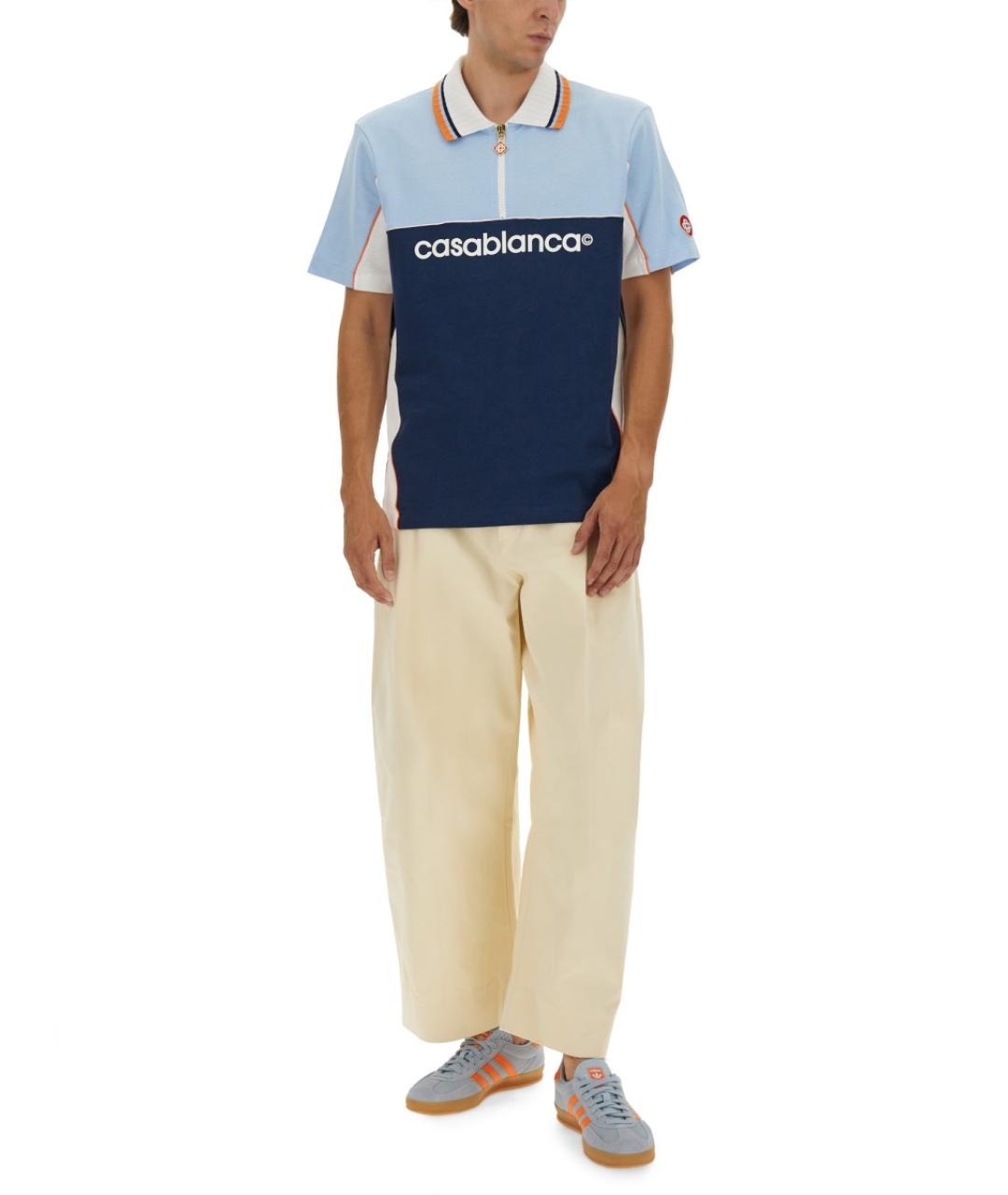 CASABLANCA Синее хлопковое поло с коротким рукавом, фото 3