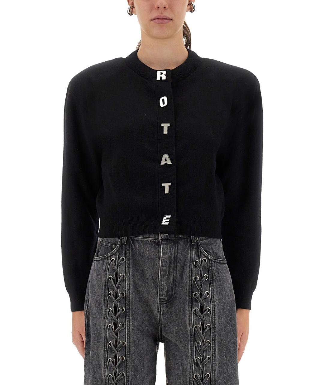 ROTATE Черный хлопковый кардиган, фото 2