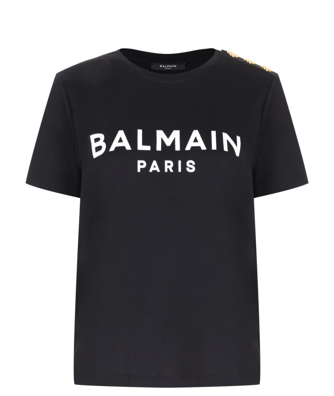 BALMAIN Черная хлопковая футболка, фото 1