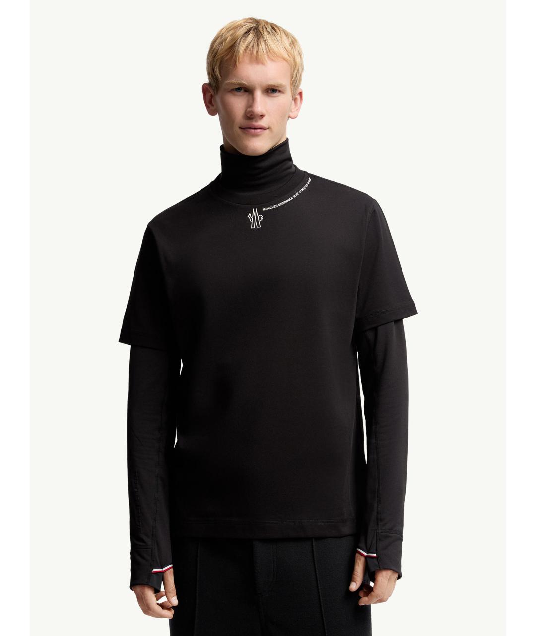 MONCLER Черная хлопковая футболка, фото 3