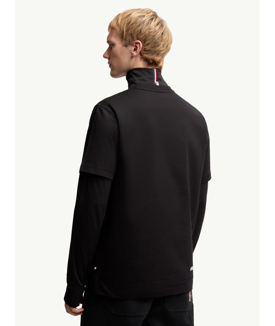 MONCLER Черная хлопковая футболка, фото 4