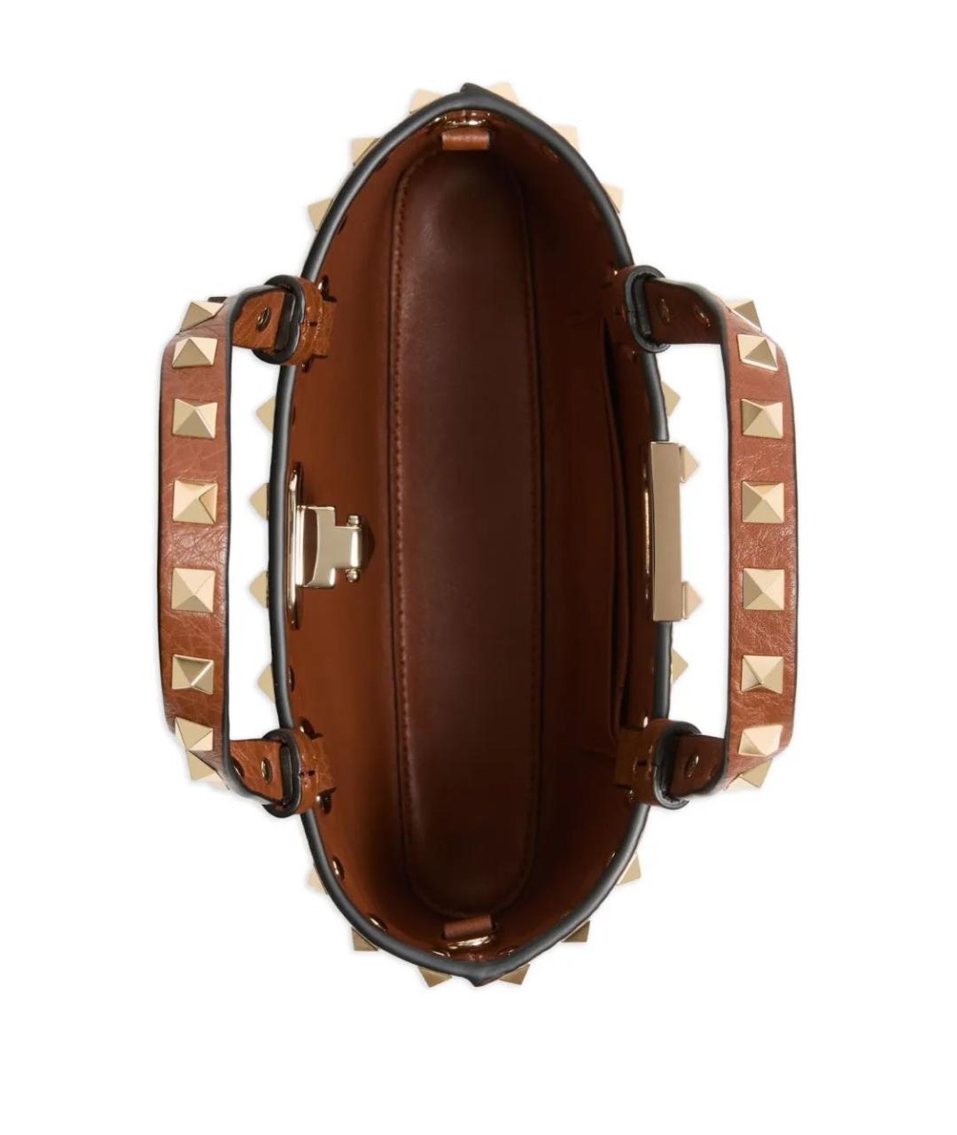 VALENTINO Коричневая кожаная сумка с короткими ручками, фото 5