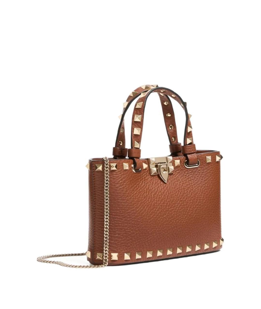 VALENTINO Коричневая кожаная сумка с короткими ручками, фото 3