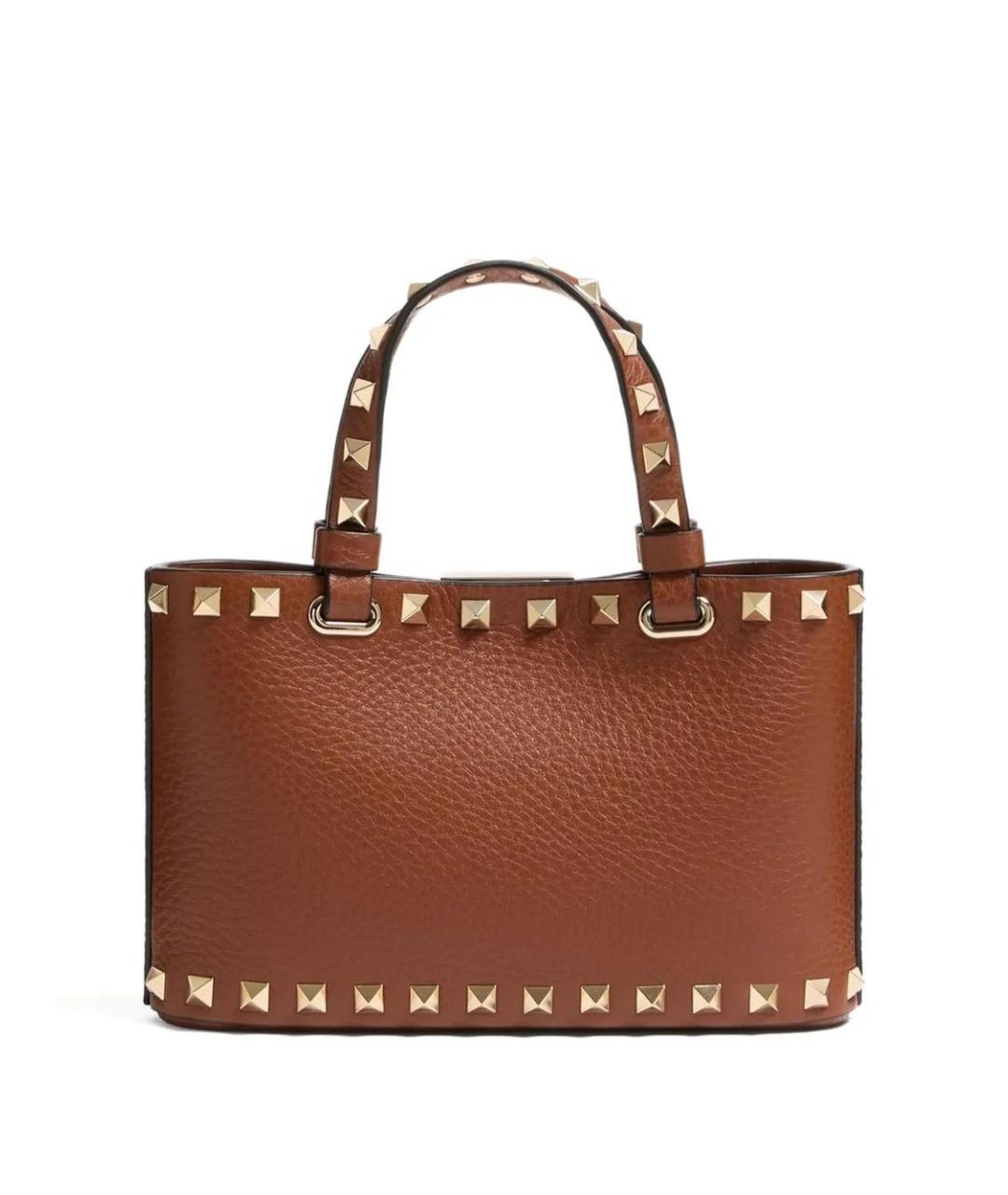 VALENTINO Коричневая кожаная сумка с короткими ручками, фото 2