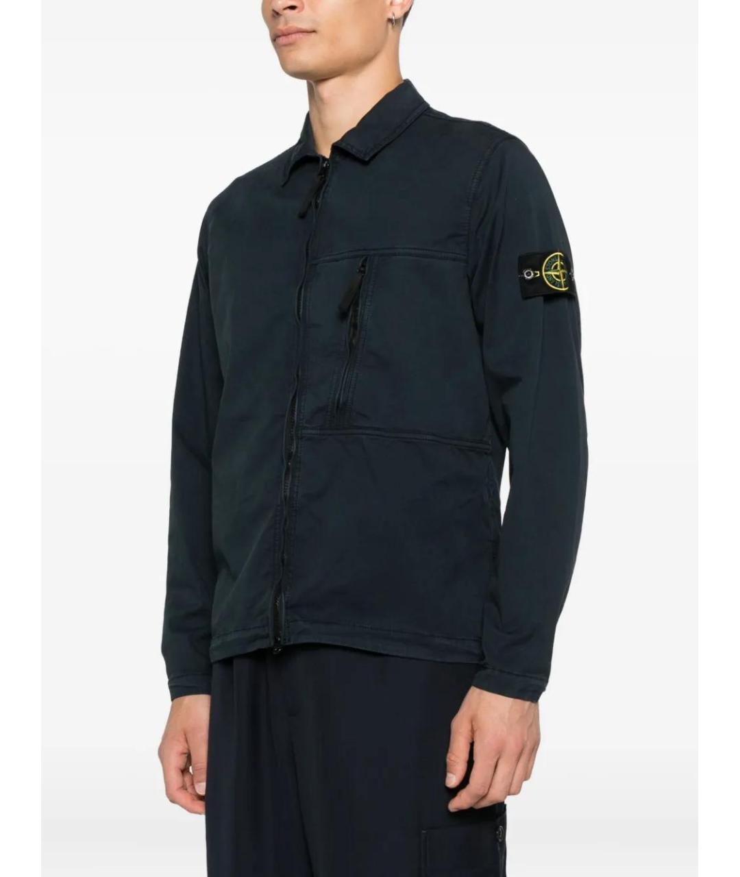 STONE ISLAND Темно-синяя хлопковая куртка, фото 3