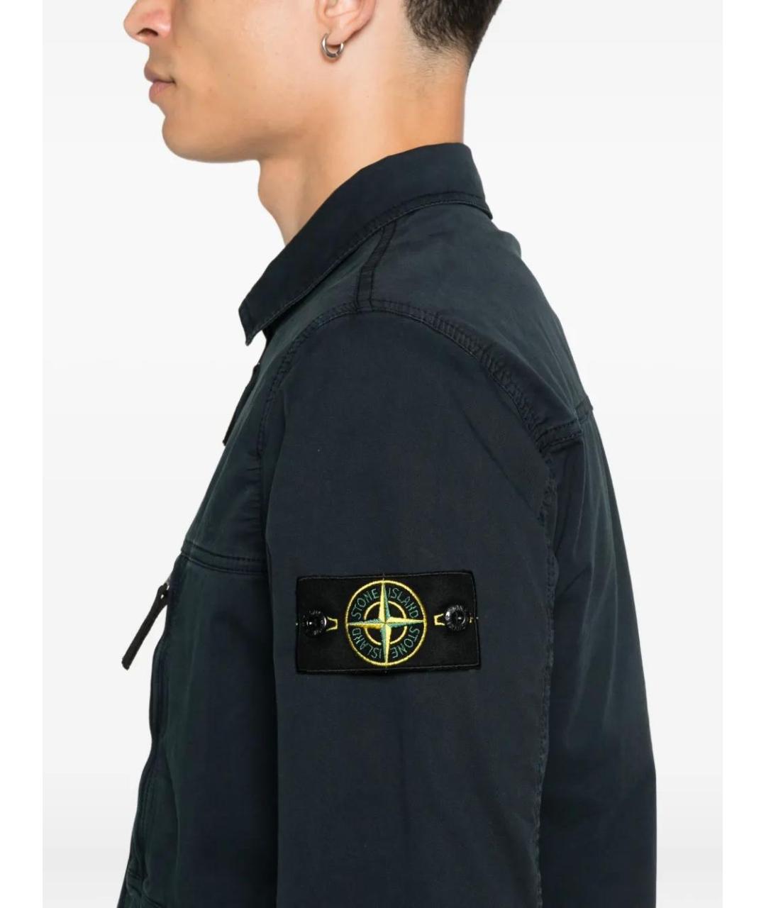 STONE ISLAND Темно-синяя хлопковая куртка, фото 5