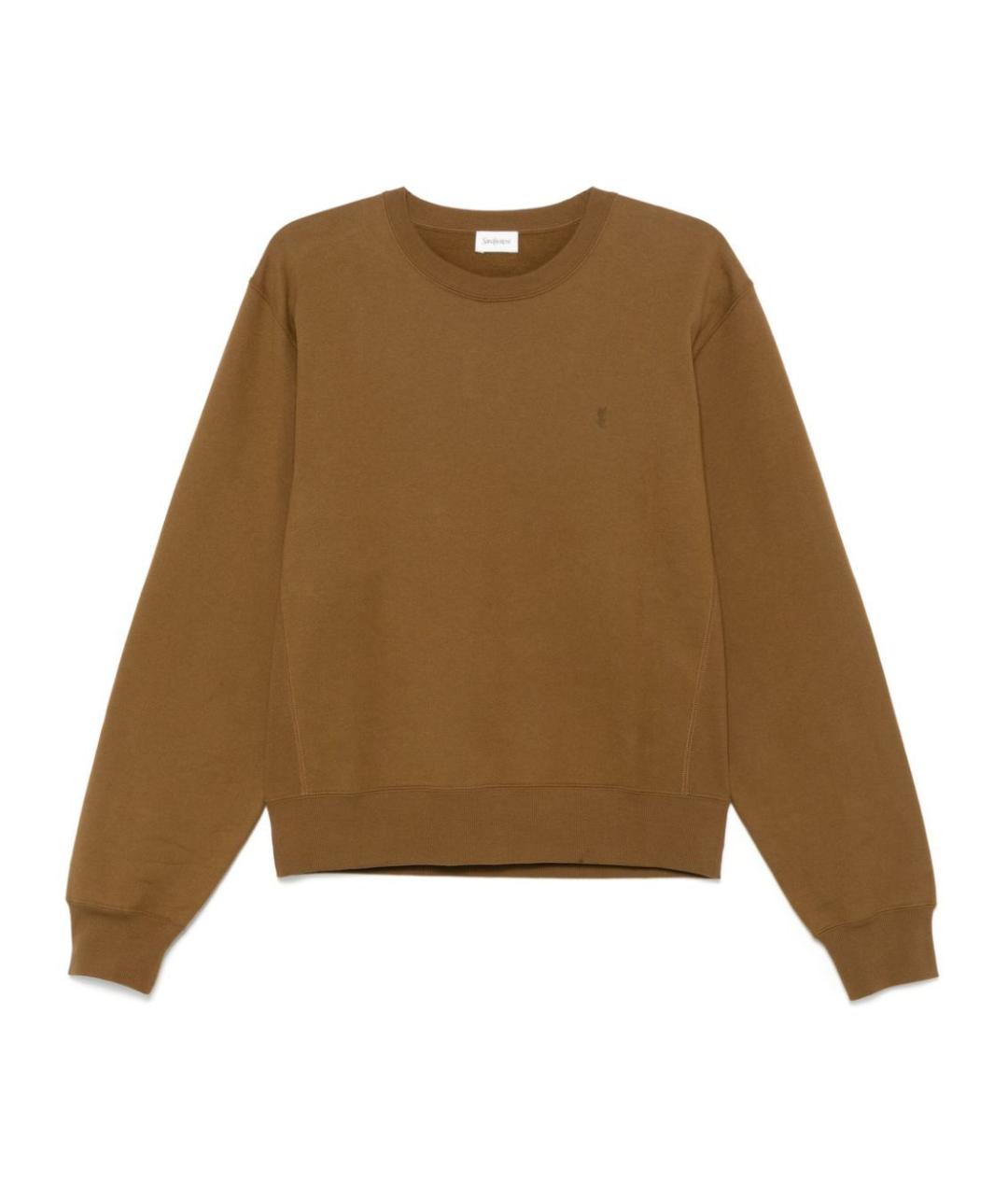 SAINT LAURENT Коричневый хлопковый джемпер / свитер, фото 1