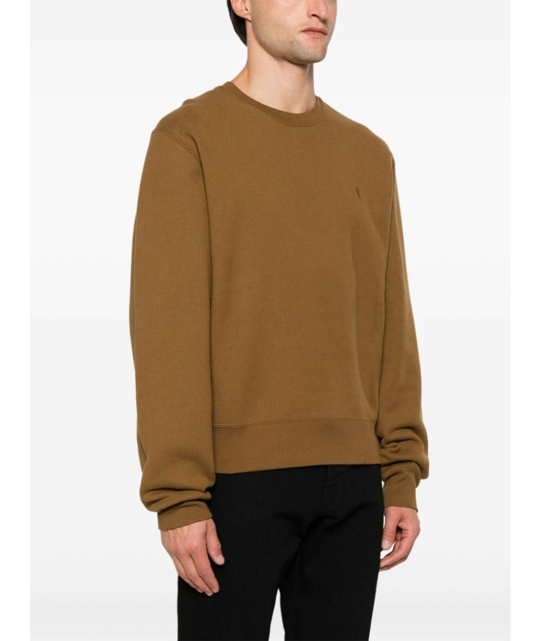 SAINT LAURENT Коричневый хлопковый джемпер / свитер, фото 3