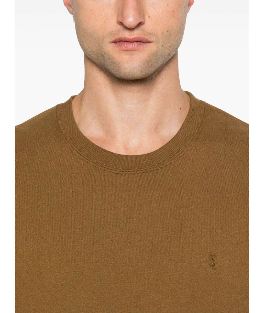 SAINT LAURENT Коричневый хлопковый джемпер / свитер, фото 5