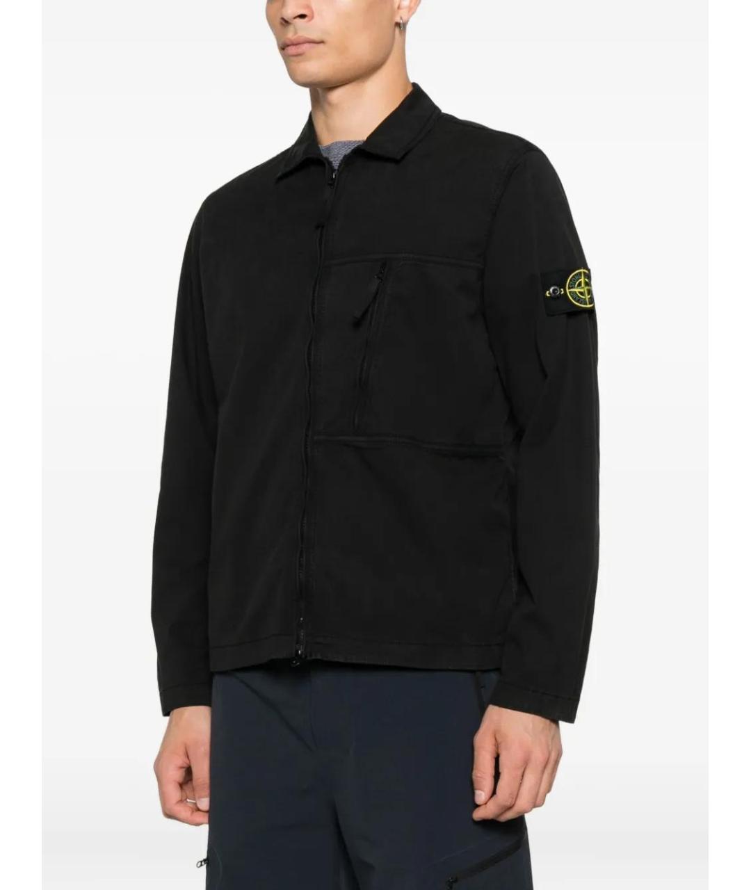 STONE ISLAND Черная хлопковая куртка, фото 3