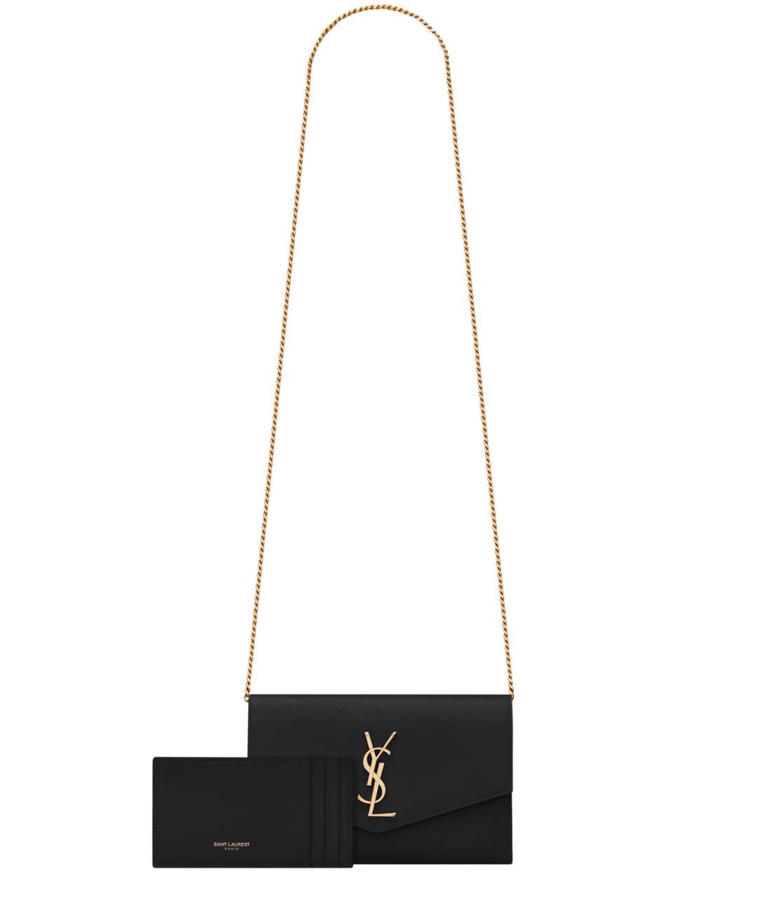 SAINT LAURENT Черная кожаная сумка через плечо, фото 2