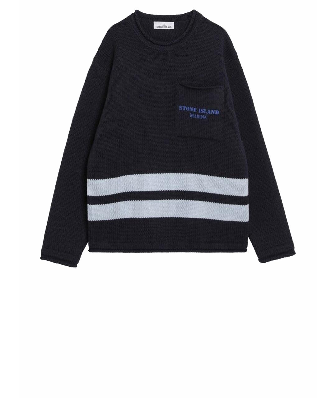 STONE ISLAND Темно-синий хлопковый джемпер / свитер, фото 1