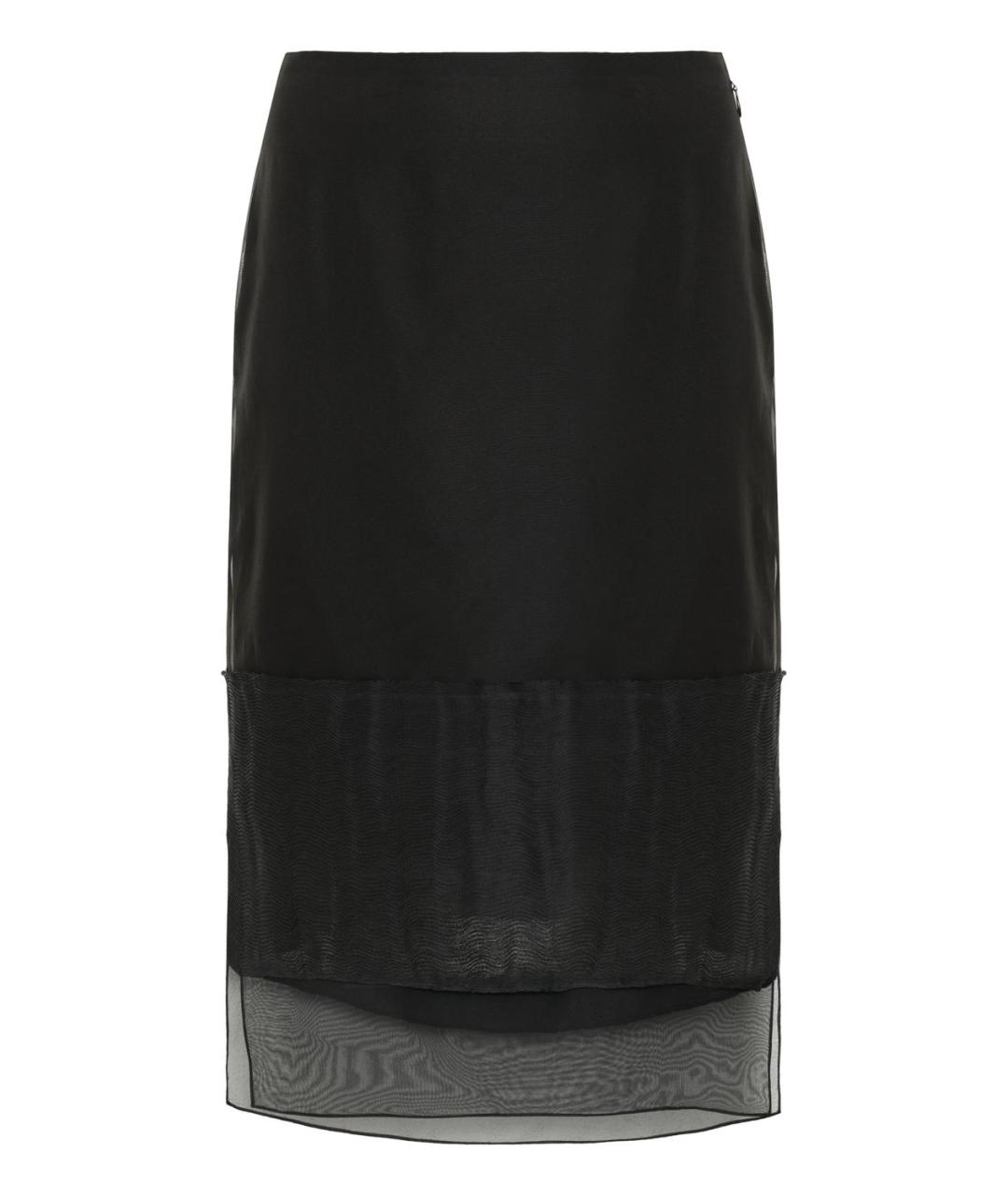 KHAITE Черная шелковая юбка миди, фото 1