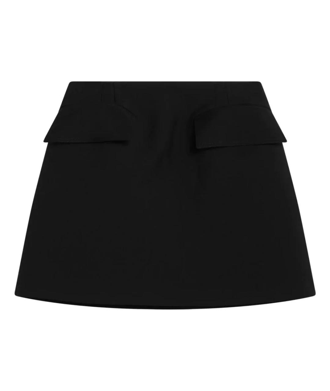 ALEXANDER MCQUEEN Черная шерстяная юбка мини, фото 1