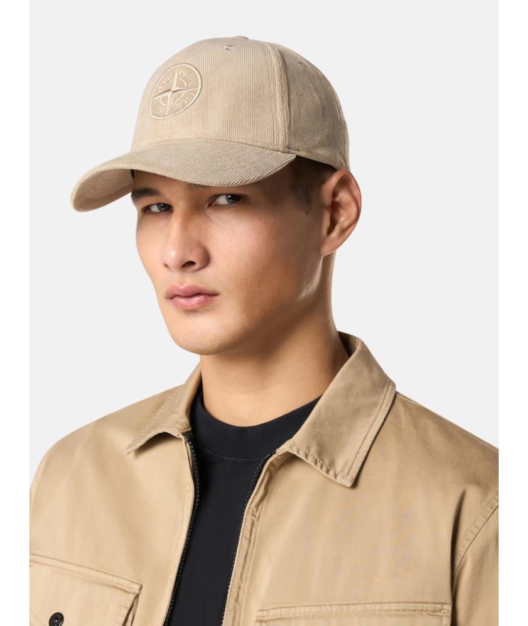 STONE ISLAND Бежевая хлопковая кепка/бейсболка, фото 2