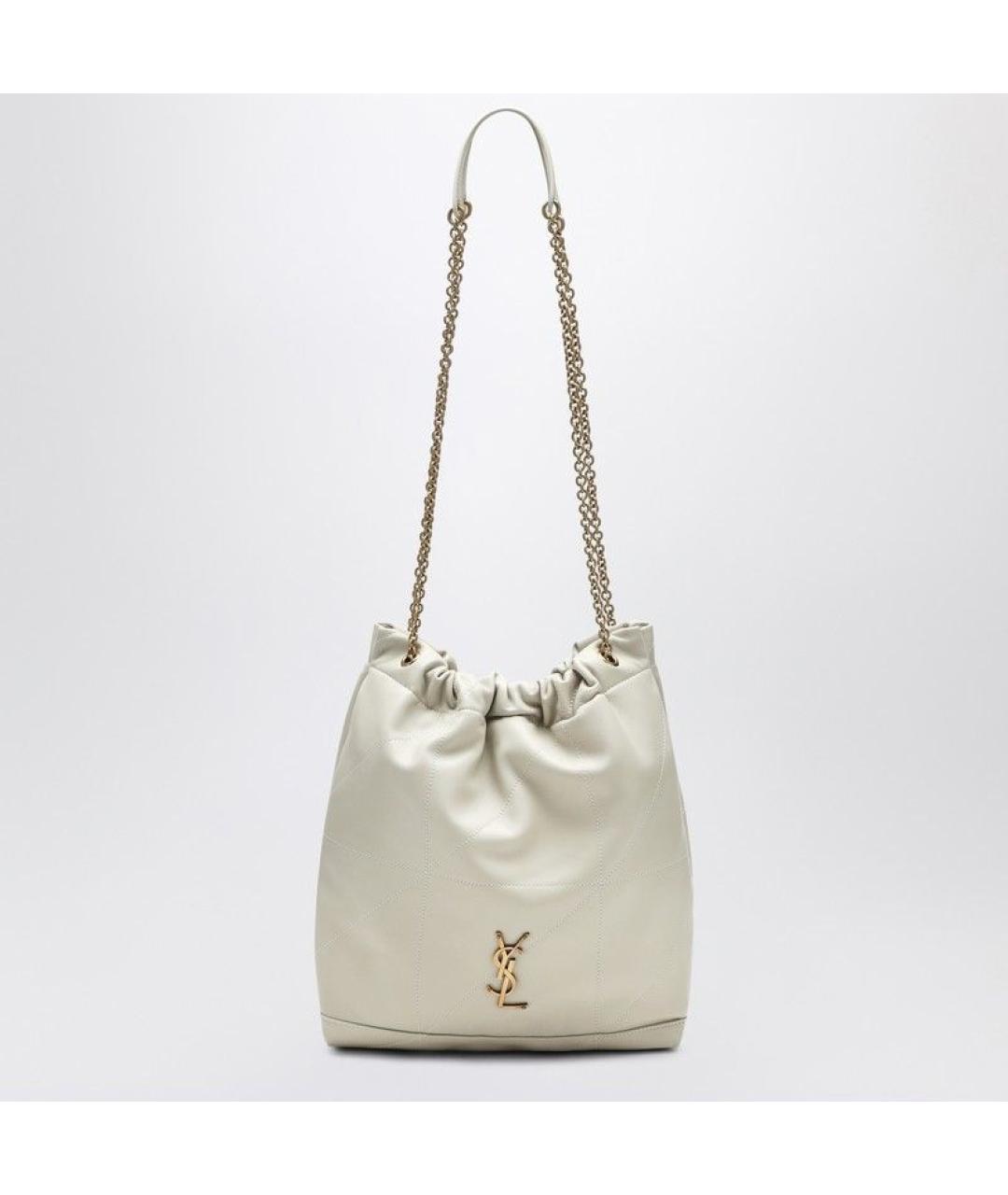 SAINT LAURENT Белая кожаная сумка тоут, фото 3