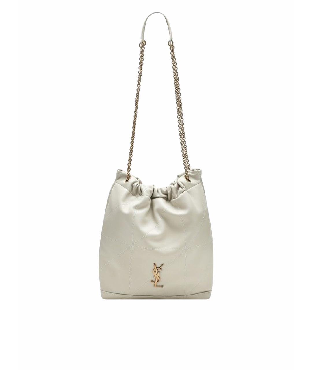 SAINT LAURENT Белая кожаная сумка тоут, фото 1